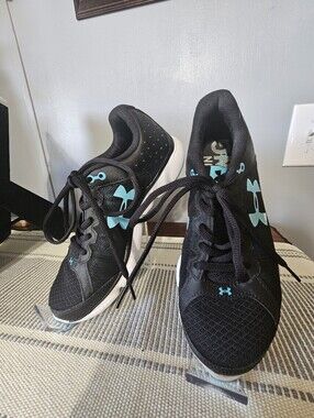 Under Armour Black Sneakers with Aqua Logo Accents